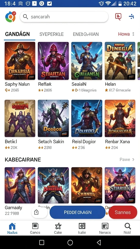 Tangkapan layar menunjukkan mode permainan utama yang menarik.