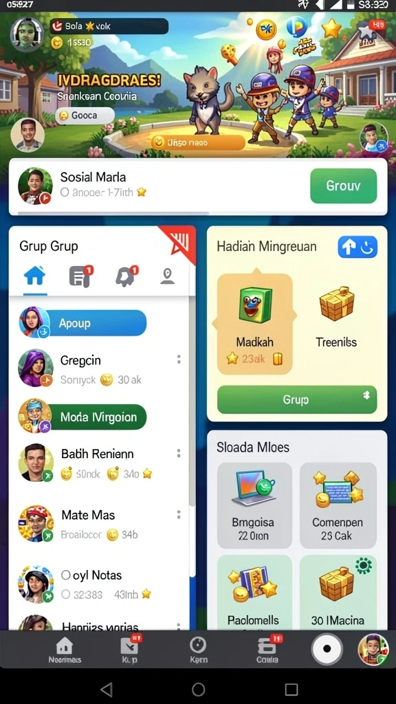 Fitur interaksi sosial untuk bermain bersama teman.